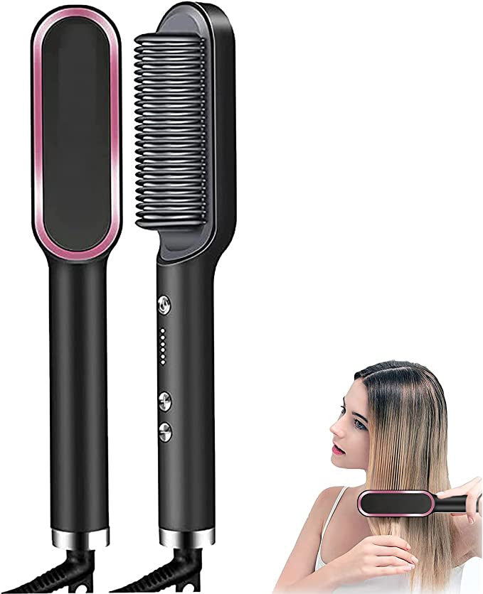 Cepillo alisador de pelo de cerámica para salón, antiescaldado Rizador profesional, cepillo eléctrico inteligente calentado