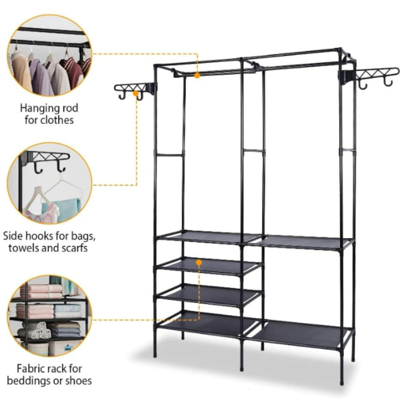 Closet Organizador de Ropa Armario Gancho lateral doble - NEGRO