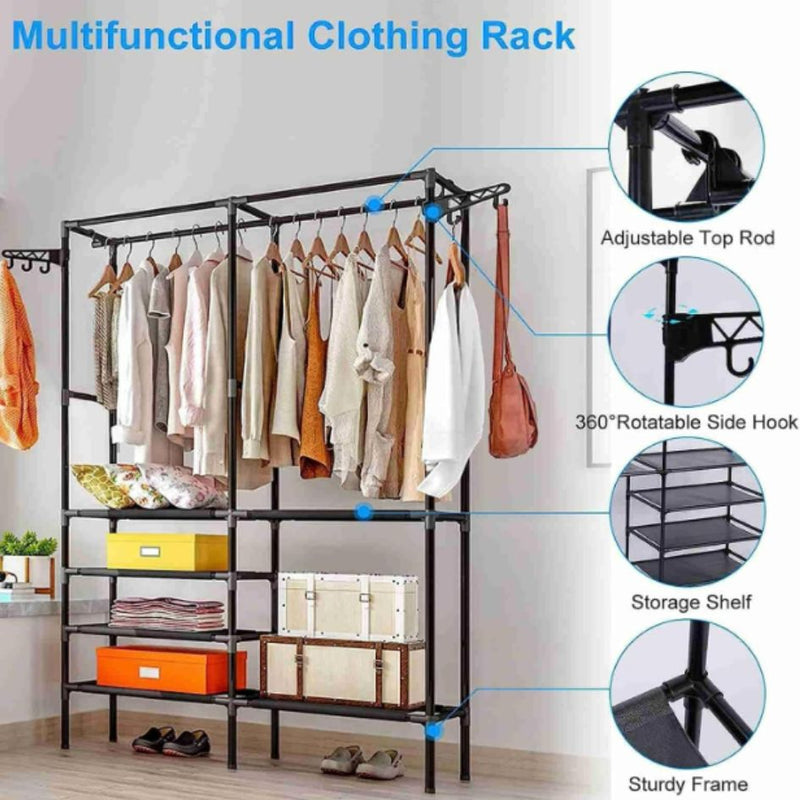 Closet Organizador de Ropa Armario Gancho lateral doble - NEGRO