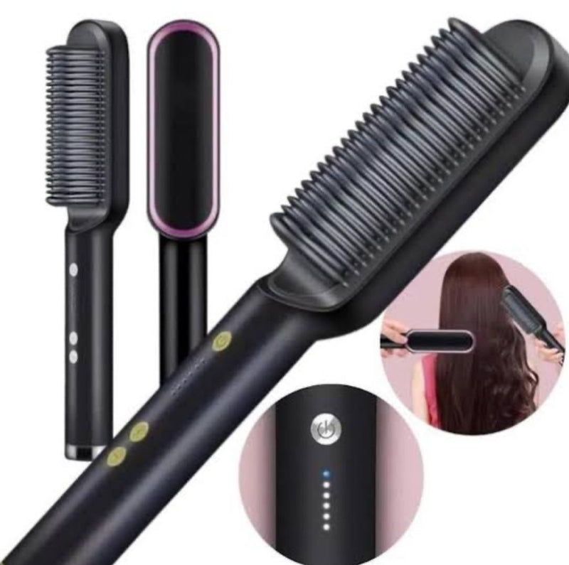 Cepillo alisador de pelo de cerámica para salón, antiescaldado Rizador profesional, cepillo eléctrico inteligente calentado