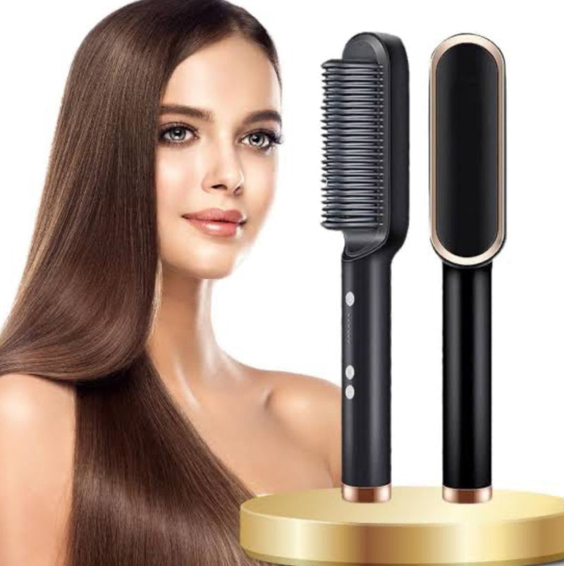 Cepillo alisador de pelo de cerámica para salón, antiescaldado Rizador profesional, cepillo eléctrico inteligente calentado