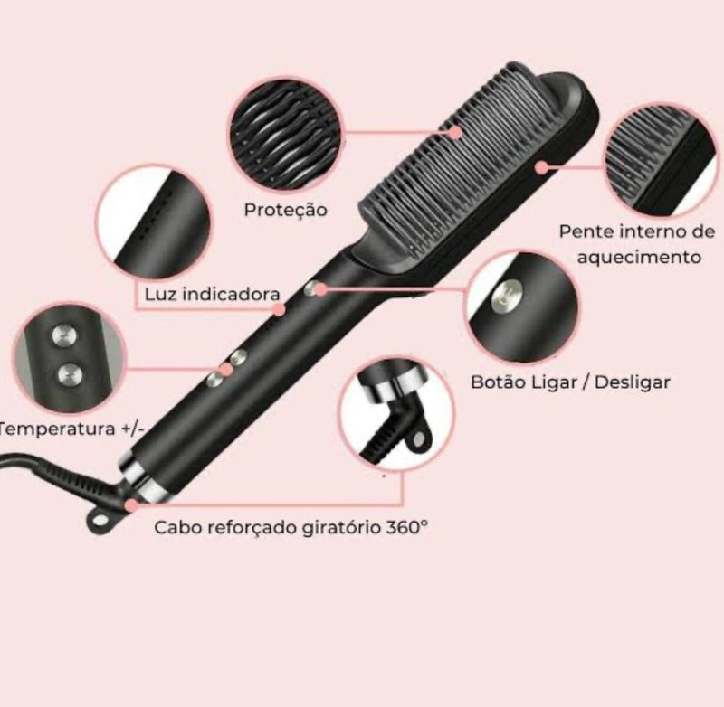 Cepillo alisador de pelo de cerámica para salón, antiescaldado Rizador profesional, cepillo eléctrico inteligente calentado