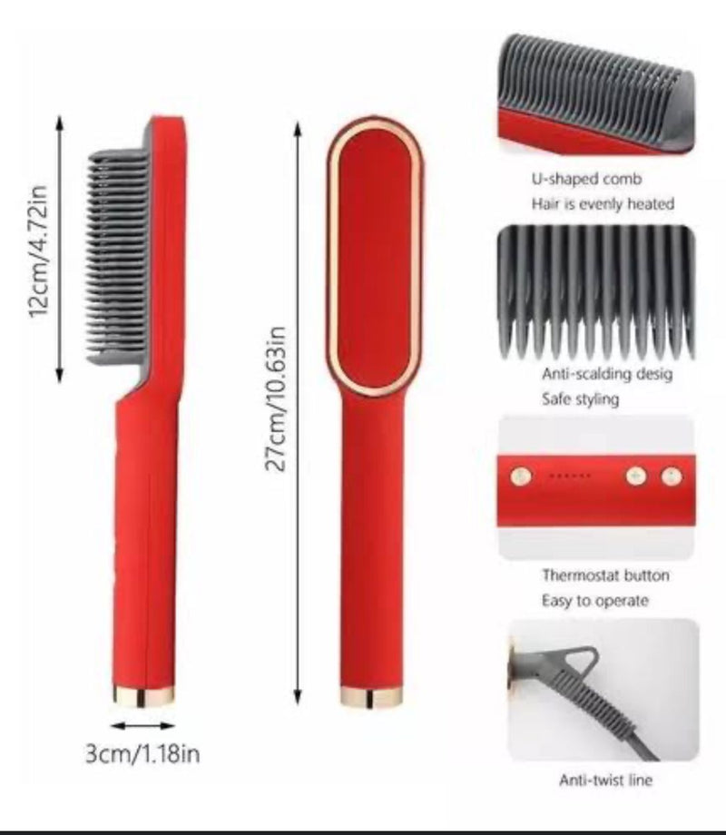 Cepillo alisador de pelo de cerámica para salón, antiescaldado Rizador profesional, cepillo eléctrico inteligente calentado