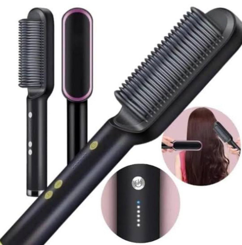 Cepillo alisador de pelo de cerámica para salón, antiescaldado Rizador profesional, cepillo eléctrico inteligente calentado